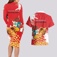 Peru Independence Day Couples Matching Long Sleeve Bodycon Dress and Hawaiian Shirt Feliz 28 de Julio Felices Fiestas Patrias - Wonder Print Shop