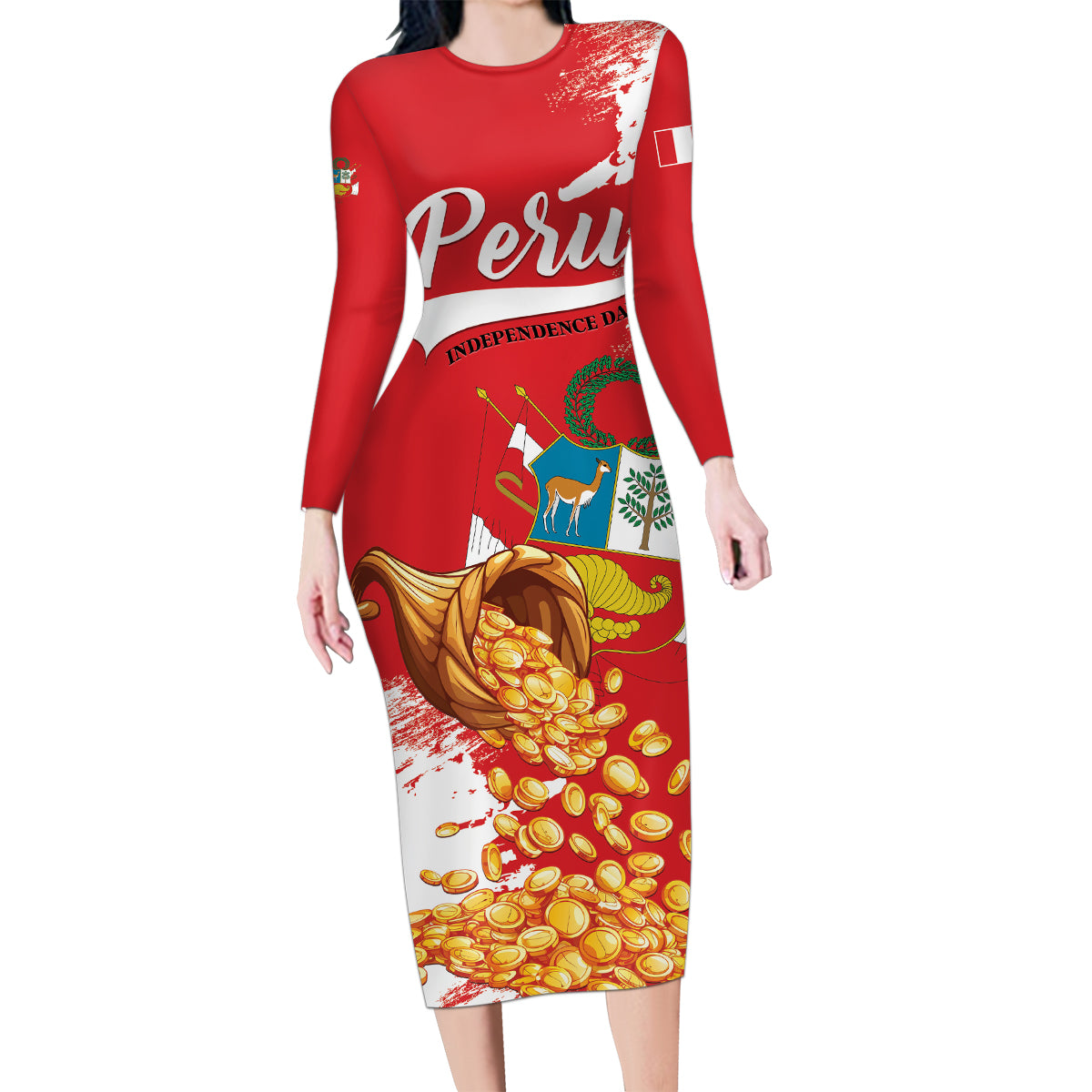 Peru Independence Day Family Matching Long Sleeve Bodycon Dress and Hawaiian Shirt Feliz 28 de Julio Felices Fiestas Patrias - Wonder Print Shop
