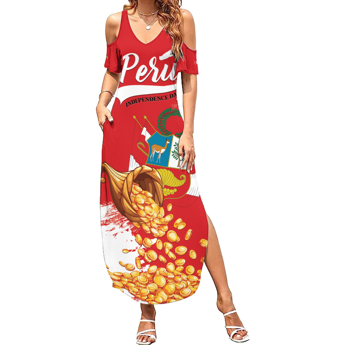 Peru Independence Day Family Matching Summer Maxi Dress and Hawaiian Shirt Feliz 28 de Julio Felices Fiestas Patrias - Wonder Print Shop