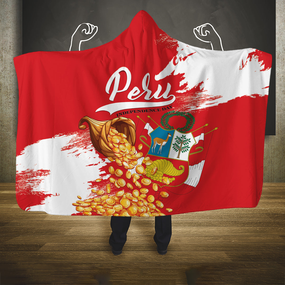 Peru Independence Day Hooded Blanket Feliz 28 de Julio Felices Fiestas Patrias