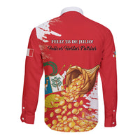Peru Independence Day Long Sleeve Button Shirt Feliz 28 de Julio Felices Fiestas Patrias - Wonder Print Shop