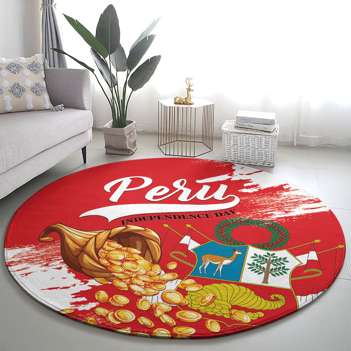 Peru Independence Day Round Carpet Feliz 28 de Julio Felices Fiestas Patrias