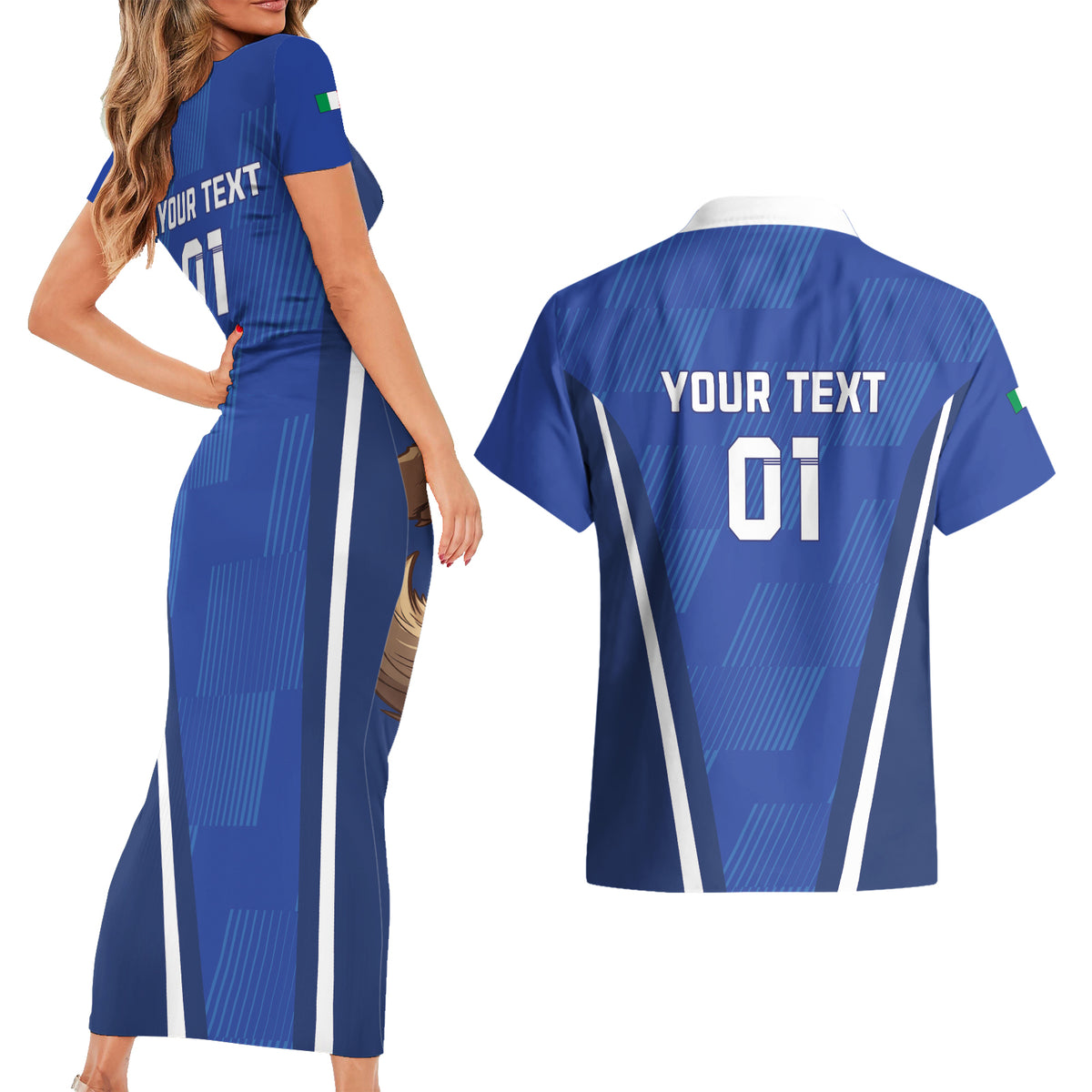 Custom Italy 2024 Football Couples Matching Short Sleeve Bodycon Dress and Hawaiian Shirt 2024 Go Gli Azzurri - Wonder Print Shop