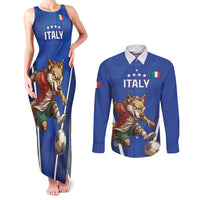 Custom Italy 2024 Football Couples Matching Tank Maxi Dress and Long Sleeve Button Shirt 2024 Go Gli Azzurri - Wonder Print Shop
