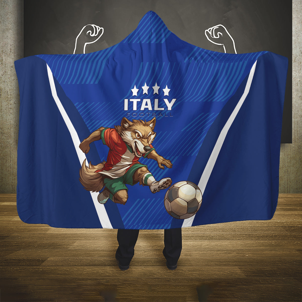 Italy 2024 Football Hooded Blanket 2024 Go Gli Azzurri