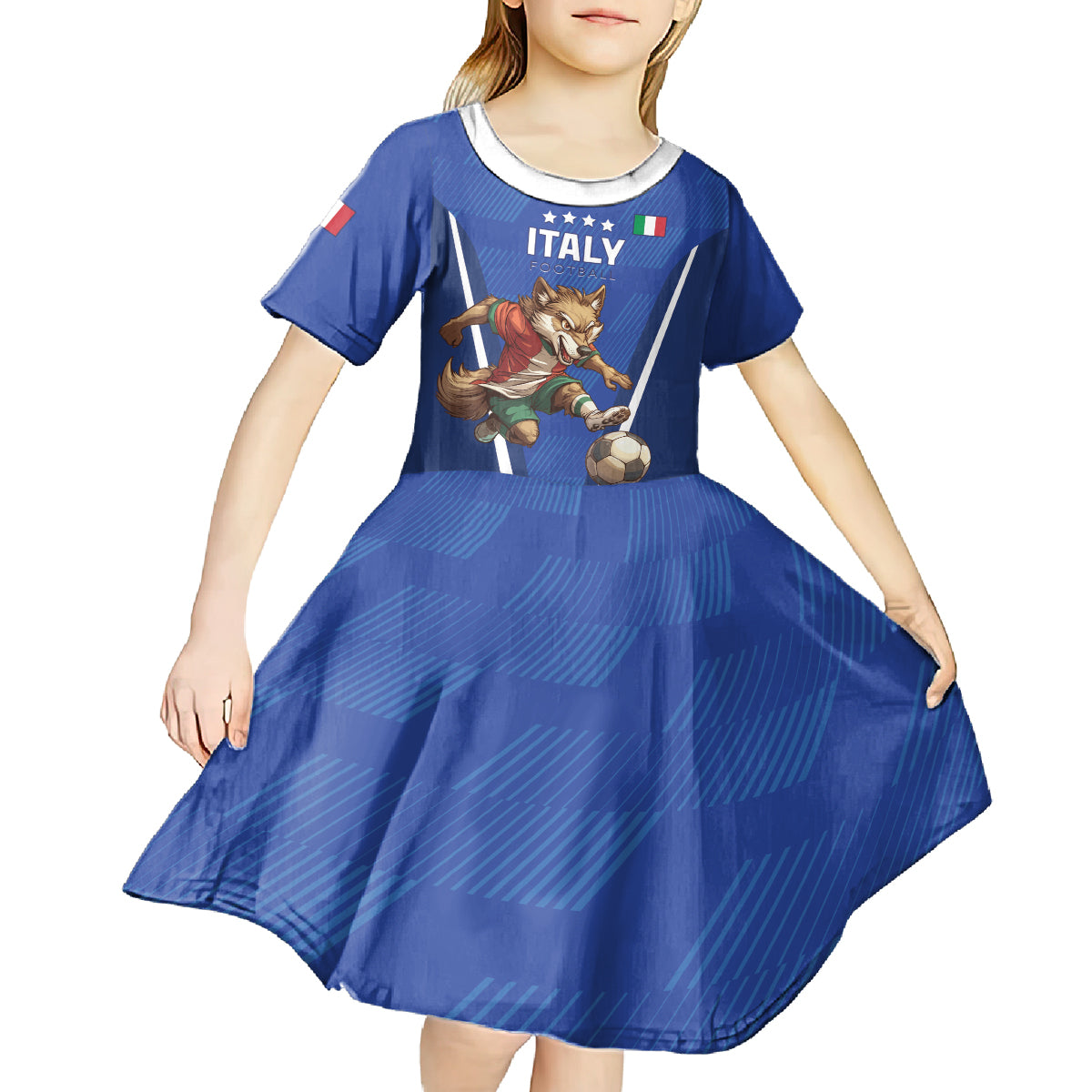 Custom Italy 2024 Football Kid Short Sleeve Dress 2024 Go Gli Azzurri - Wonder Print Shop