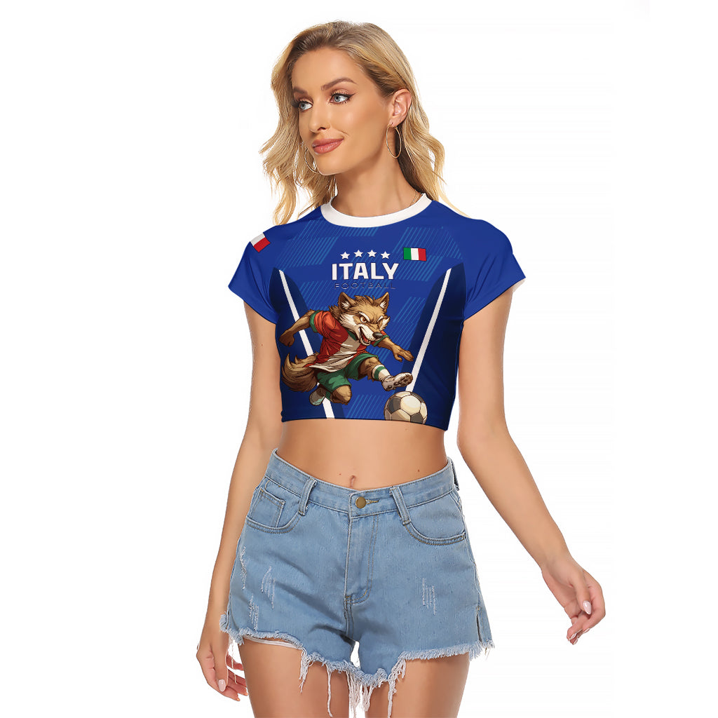 Custom Italy 2024 Football Raglan Cropped T Shirt 2024 Go Gli Azzurri - Wonder Print Shop