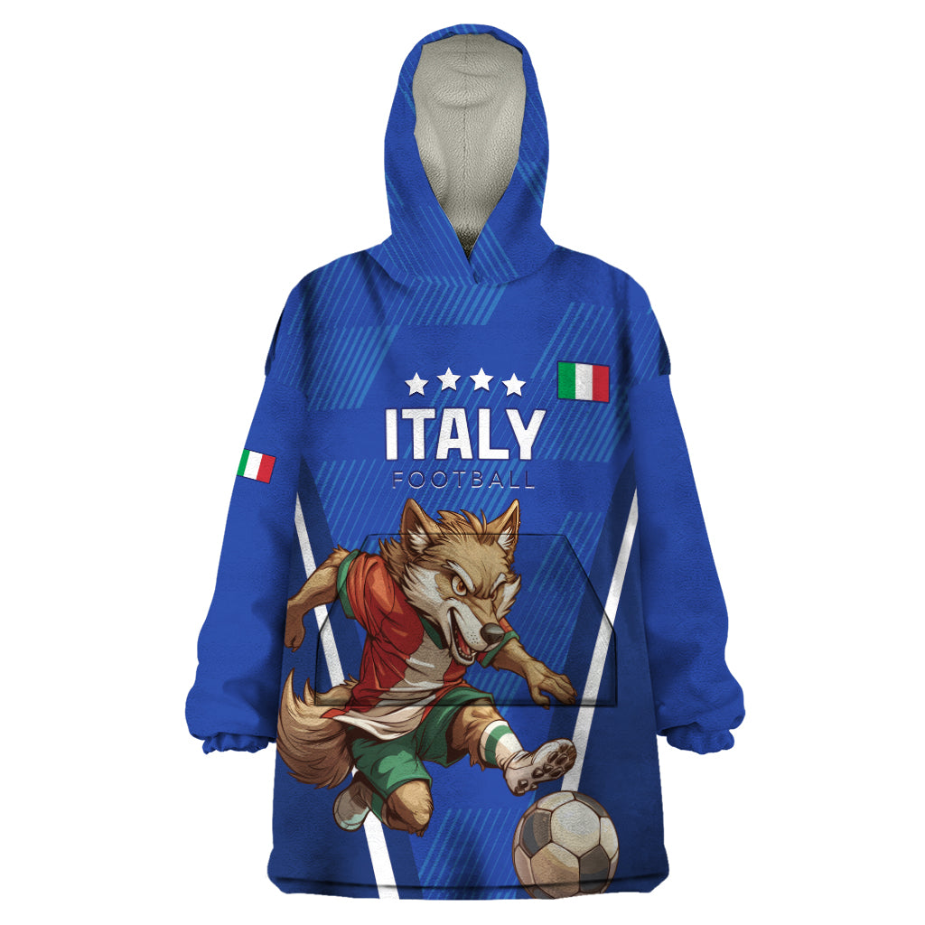 Custom Italy 2024 Football Wearable Blanket Hoodie 2024 Go Gli Azzurri - Wonder Print Shop