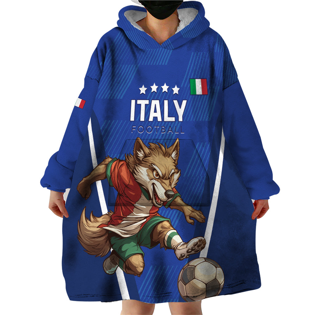 Custom Italy 2024 Football Wearable Blanket Hoodie 2024 Go Gli Azzurri - Wonder Print Shop