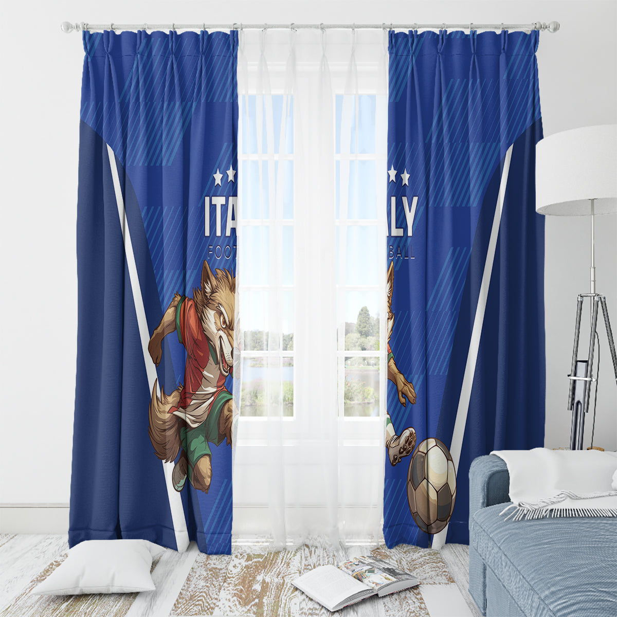 Italy 2024 Football Window Curtain 2024 Go Gli Azzurri - Wonder Print Shop