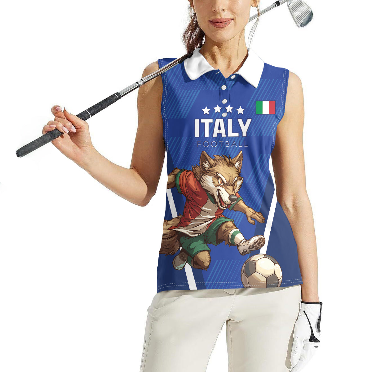 Custom Italy 2024 Football Women Sleeveless Polo Shirt 2024 Go Gli Azzurri - Wonder Print Shop