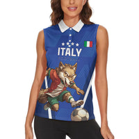 Custom Italy 2024 Football Women Sleeveless Polo Shirt 2024 Go Gli Azzurri - Wonder Print Shop