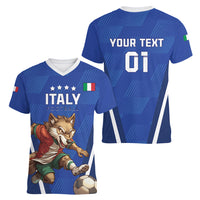 Custom Italy 2024 Football Women V-Neck T-Shirt 2024 Go Gli Azzurri - Wonder Print Shop