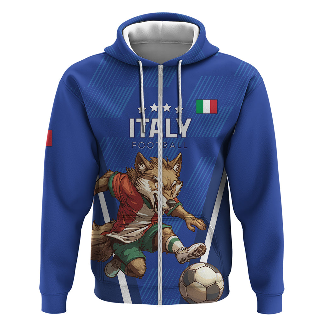 Custom Italy 2024 Football Zip Hoodie 2024 Go Gli Azzurri - Wonder Print Shop