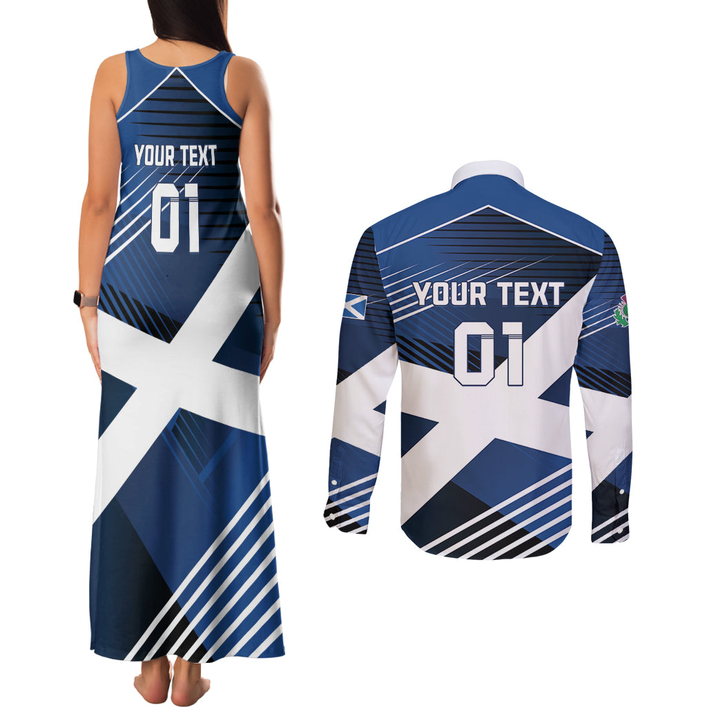 Custom Scotland 2024 Football Couples Matching Tank Maxi Dress and Long Sleeve Button Shirt 2024 Go Champions - Wonder Print Shop