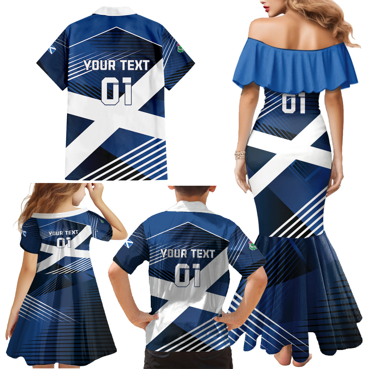 Custom Scotland 2024 Football Family Matching Mermaid Dress and Hawaiian Shirt 2024 Go Champions - Wonder Print Shop