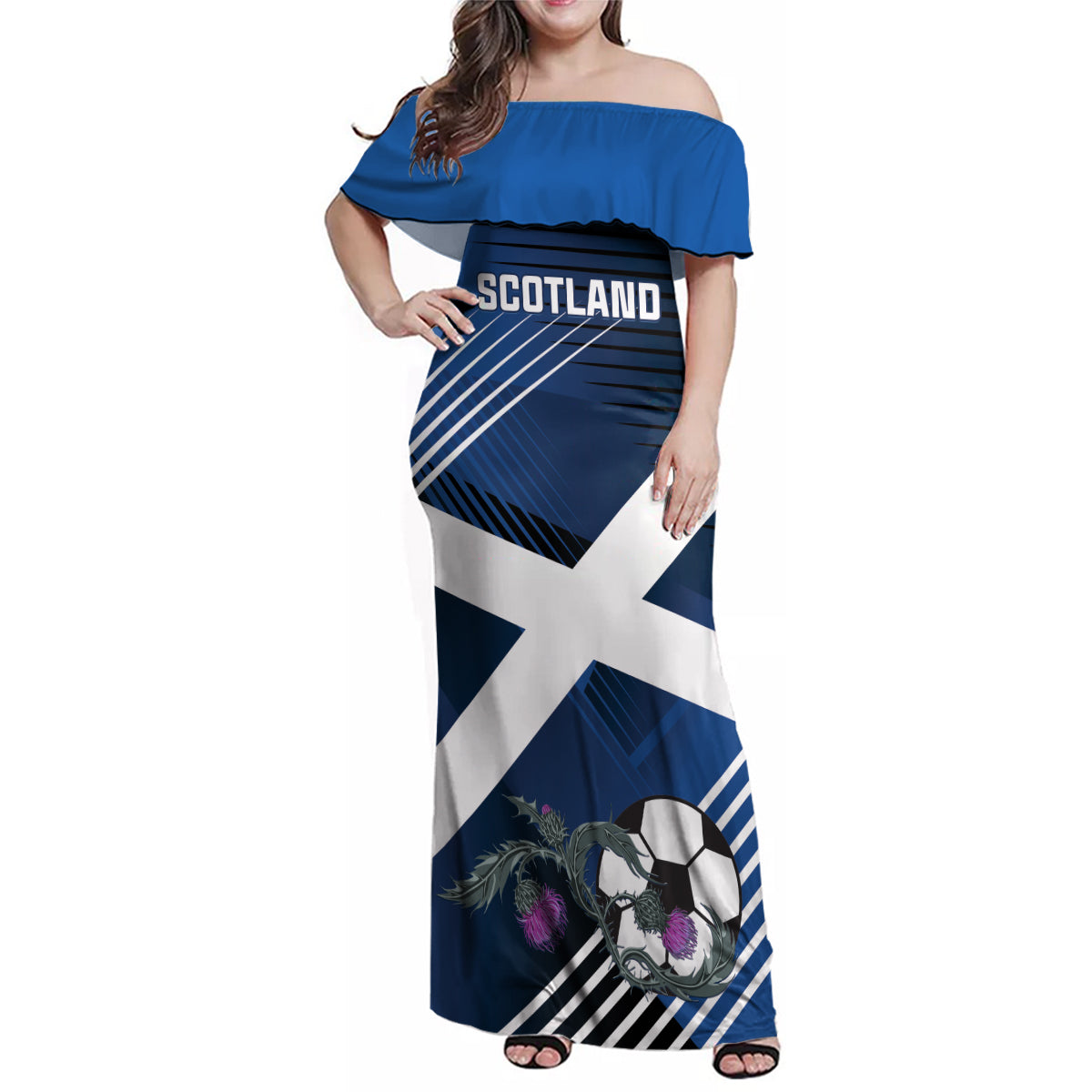 Custom Scotland 2024 Football Family Matching Off Shoulder Maxi Dress and Hawaiian Shirt 2024 Go Champions - Wonder Print Shop