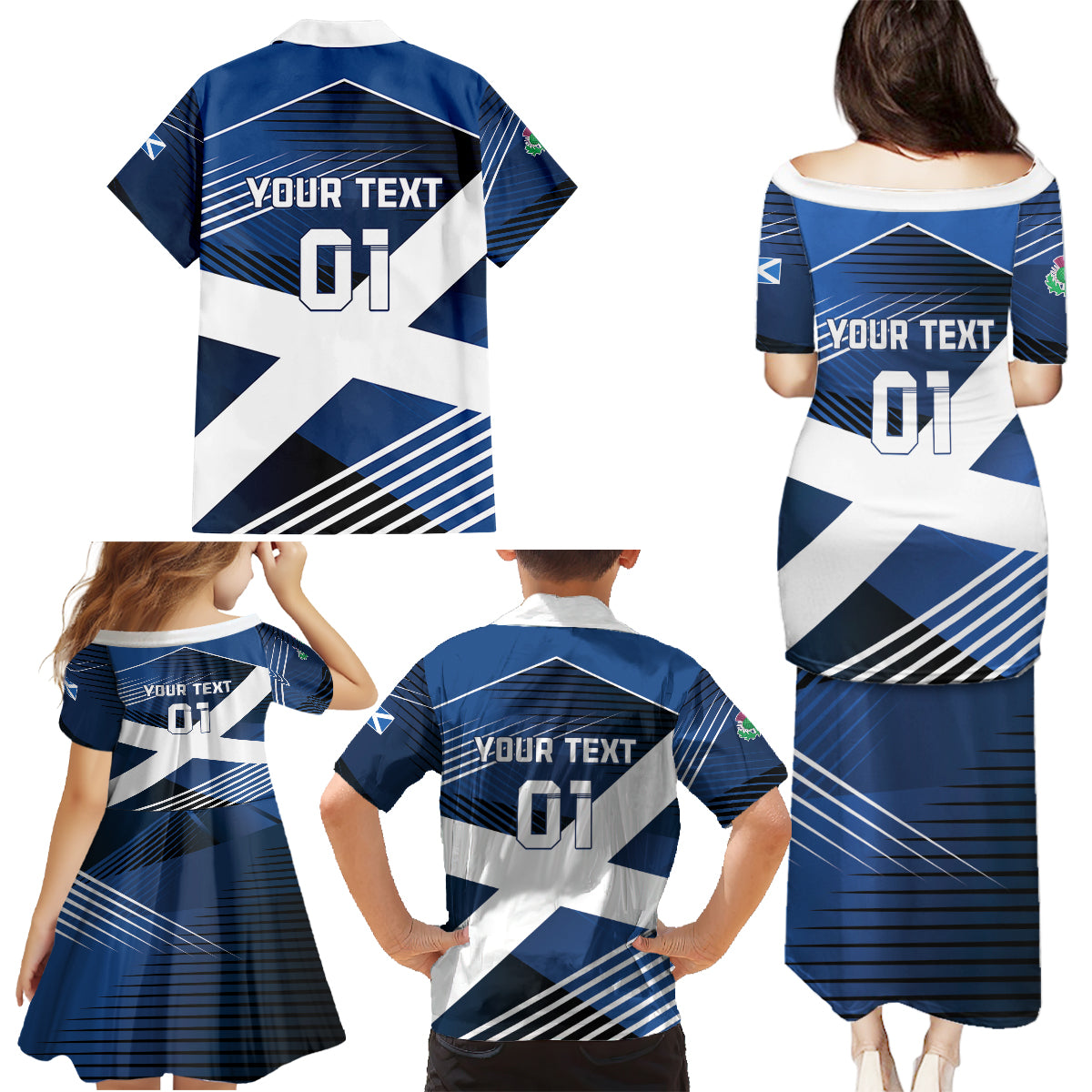 Custom Scotland 2024 Football Family Matching Puletasi and Hawaiian Shirt 2024 Go Champions - Wonder Print Shop