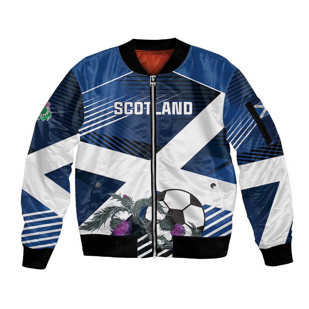 Custom Scotland 2024 Football Sleeve Zip Bomber Jacket 2024 Go Champions - Wonder Print Shop