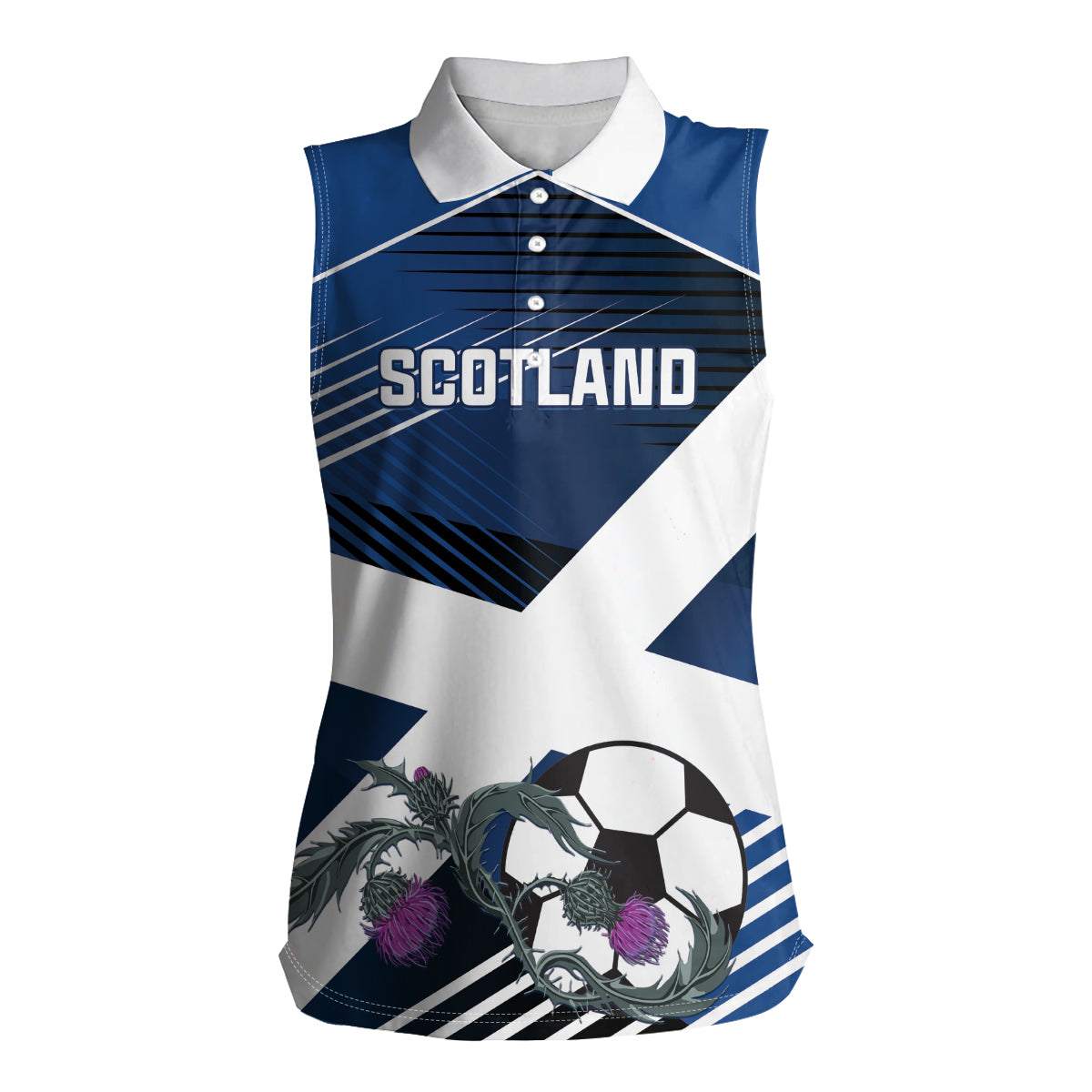 Custom Scotland 2024 Football Women Sleeveless Polo Shirt 2024 Go Champions - Wonder Print Shop