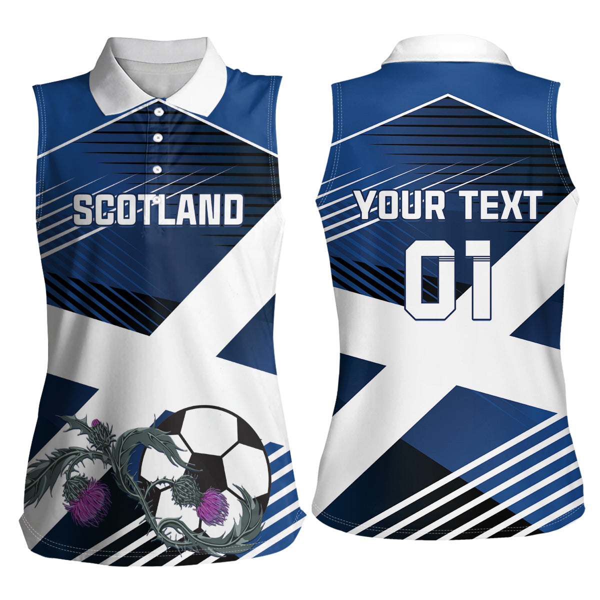 Custom Scotland 2024 Football Women Sleeveless Polo Shirt 2024 Go Champions - Wonder Print Shop