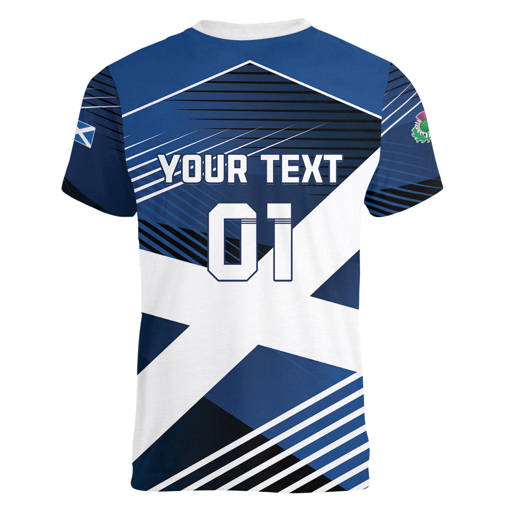 Custom Scotland 2024 Football Women V-Neck T-Shirt 2024 Go Champions - Wonder Print Shop