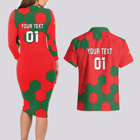 Custom Portugal 2024 Football Couples Matching Long Sleeve Bodycon Dress and Hawaiian Shirt 2024 Go Champions - Wonder Print Shop