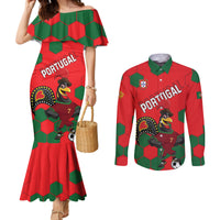 Custom Portugal 2024 Football Couples Matching Mermaid Dress and Long Sleeve Button Shirt 2024 Go Champions