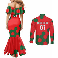 Custom Portugal 2024 Football Couples Matching Mermaid Dress and Long Sleeve Button Shirt 2024 Go Champions