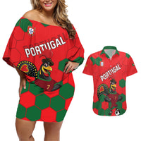 Custom Portugal 2024 Football Couples Matching Off Shoulder Short Dress and Hawaiian Shirt 2024 Go Champions - Wonder Print Shop