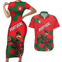 Custom Portugal 2024 Football Couples Matching Short Sleeve Bodycon Dress and Hawaiian Shirt 2024 Go Champions - Wonder Print Shop