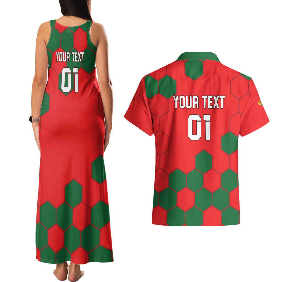 Custom Portugal 2024 Football Couples Matching Tank Maxi Dress and Hawaiian Shirt 2024 Go Champions - Wonder Print Shop