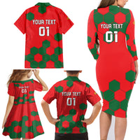 Custom Portugal 2024 Football Family Matching Long Sleeve Bodycon Dress and Hawaiian Shirt 2024 Go Champions - Wonder Print Shop