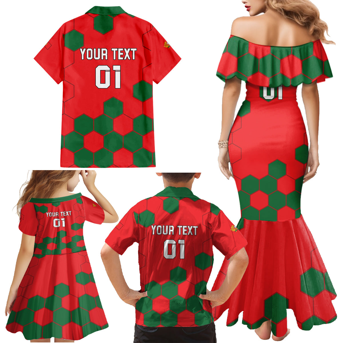 Custom Portugal 2024 Football Family Matching Mermaid Dress and Hawaiian Shirt 2024 Go Champions - Wonder Print Shop