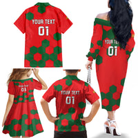 Custom Portugal 2024 Football Family Matching Off The Shoulder Long Sleeve Dress and Hawaiian Shirt 2024 Go Champions - Wonder Print Shop