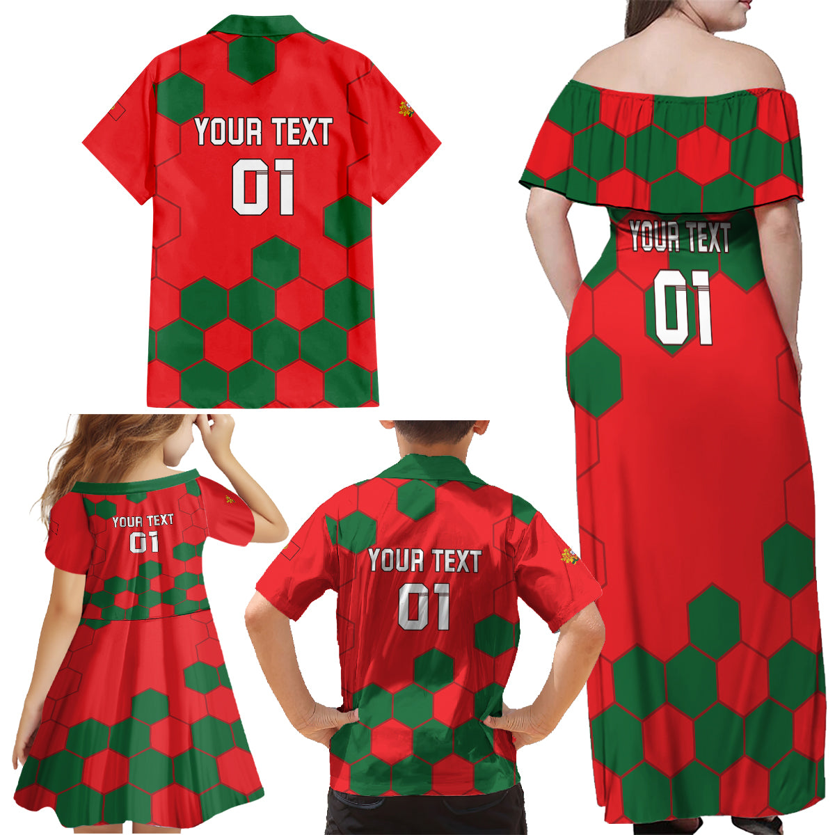 Custom Portugal 2024 Football Family Matching Off Shoulder Maxi Dress and Hawaiian Shirt 2024 Go Champions - Wonder Print Shop