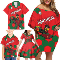 Custom Portugal 2024 Football Family Matching Off Shoulder Short Dress and Hawaiian Shirt 2024 Go Champions - Wonder Print Shop