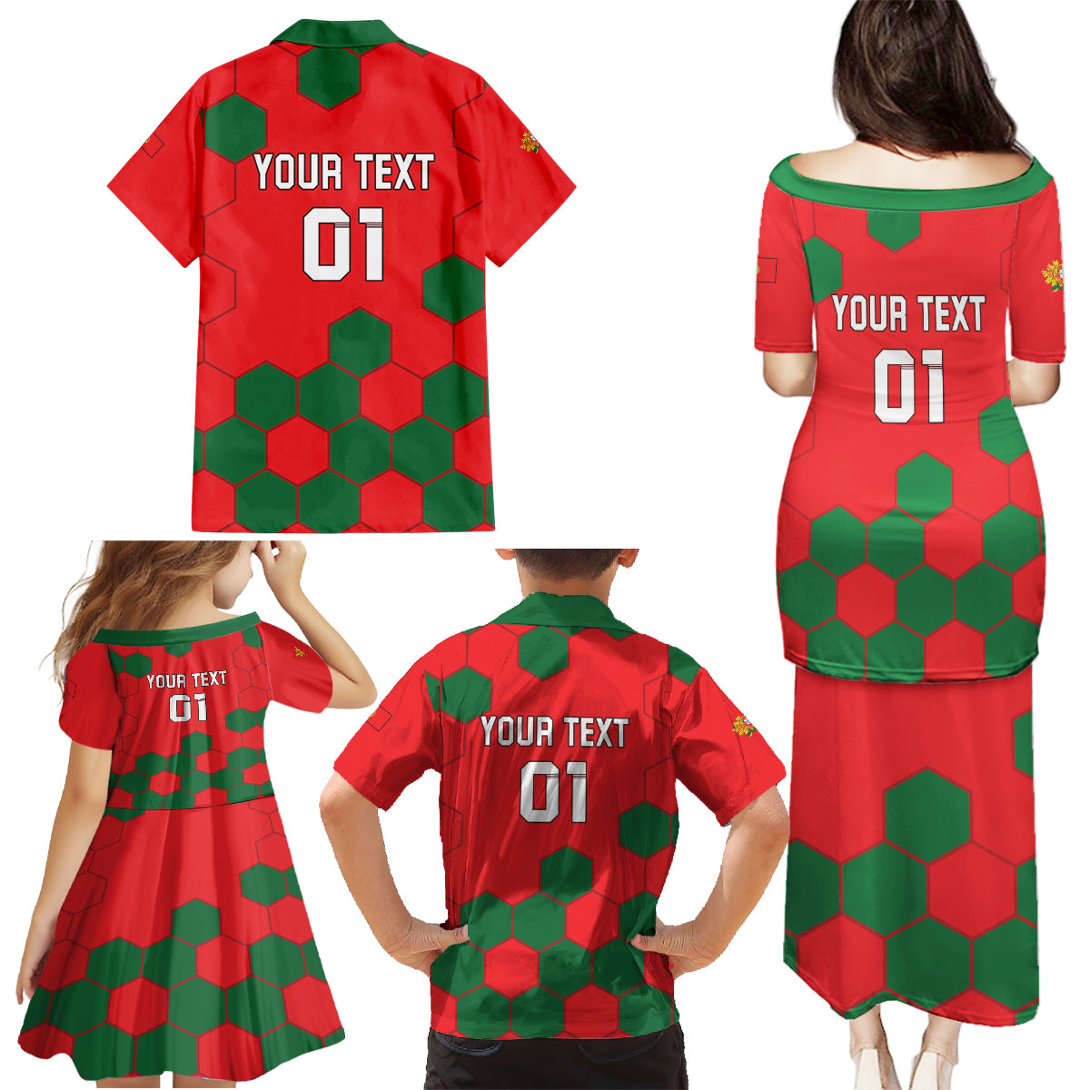 Custom Portugal 2024 Football Family Matching Puletasi and Hawaiian Shirt 2024 Go Champions - Wonder Print Shop