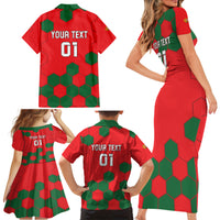 Custom Portugal 2024 Football Family Matching Short Sleeve Bodycon Dress and Hawaiian Shirt 2024 Go Champions - Wonder Print Shop