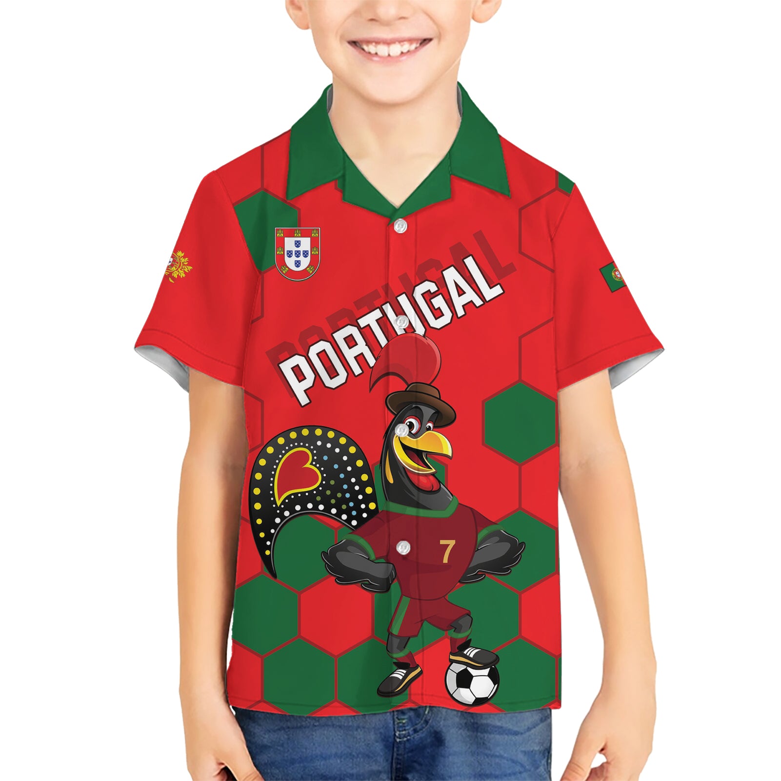 Custom Portugal 2024 Football Kid Hawaiian Shirt 2024 Go Champions - Wonder Print Shop