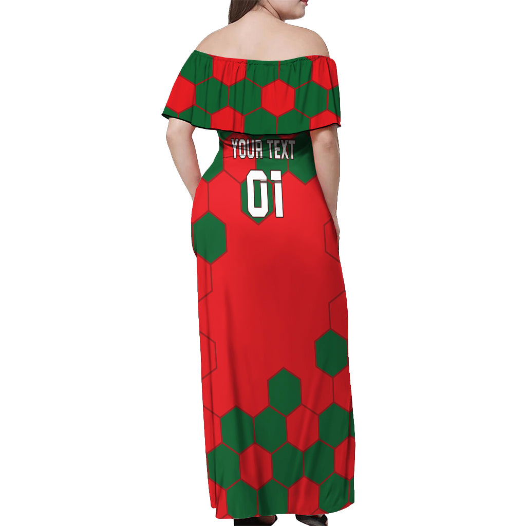 Custom Portugal 2024 Football Off Shoulder Maxi Dress 2024 Go Champions - Wonder Print Shop