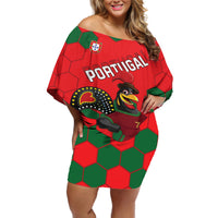 Custom Portugal 2024 Football Off Shoulder Short Dress 2024 Go Champions - Wonder Print Shop