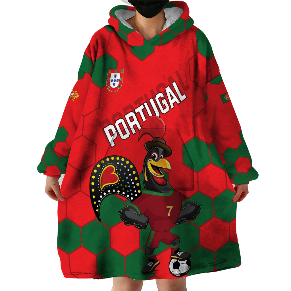 Custom Portugal 2024 Football Wearable Blanket Hoodie 2024 Go Champions - Wonder Print Shop