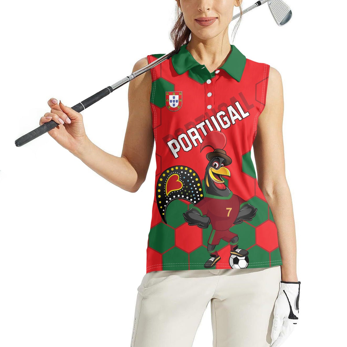 Custom Portugal 2024 Football Women Sleeveless Polo Shirt 2024 Go Champions - Wonder Print Shop