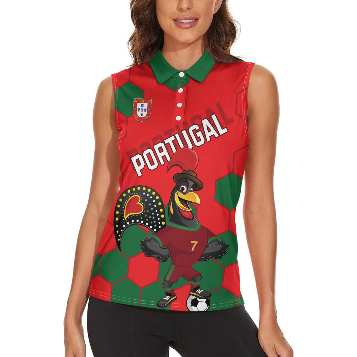 Custom Portugal 2024 Football Women Sleeveless Polo Shirt 2024 Go Champions - Wonder Print Shop