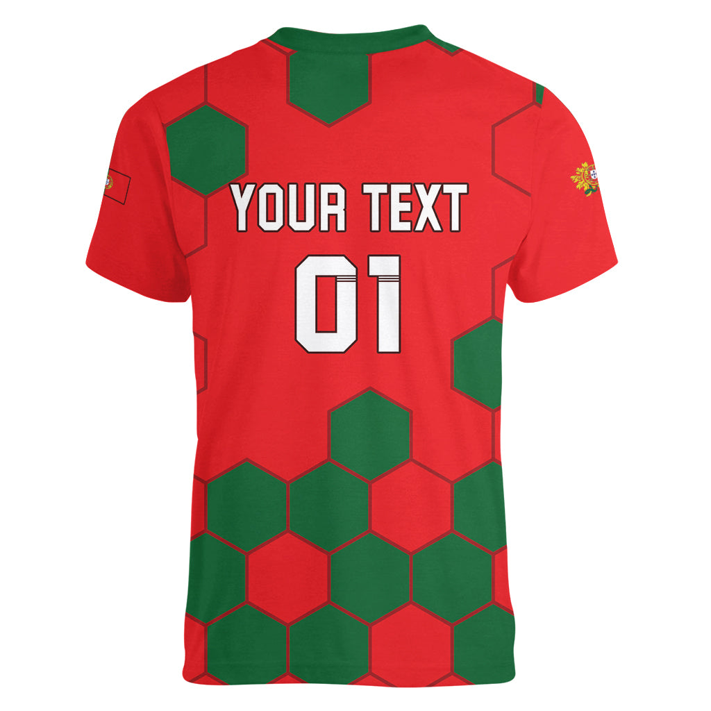 Custom Portugal 2024 Football Women V-Neck T-Shirt 2024 Go Champions - Wonder Print Shop