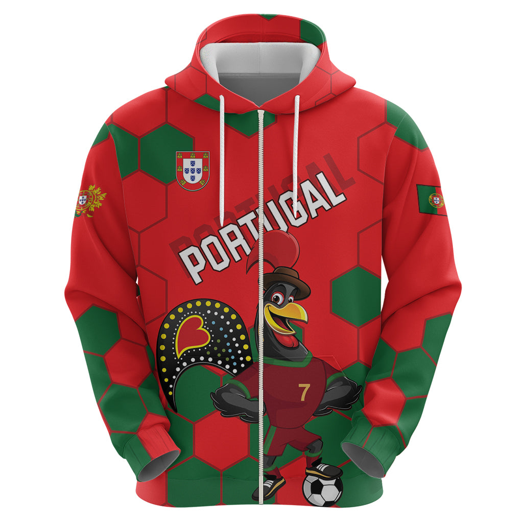 Custom Portugal 2024 Football Zip Hoodie 2024 Go Champions - Wonder Print Shop