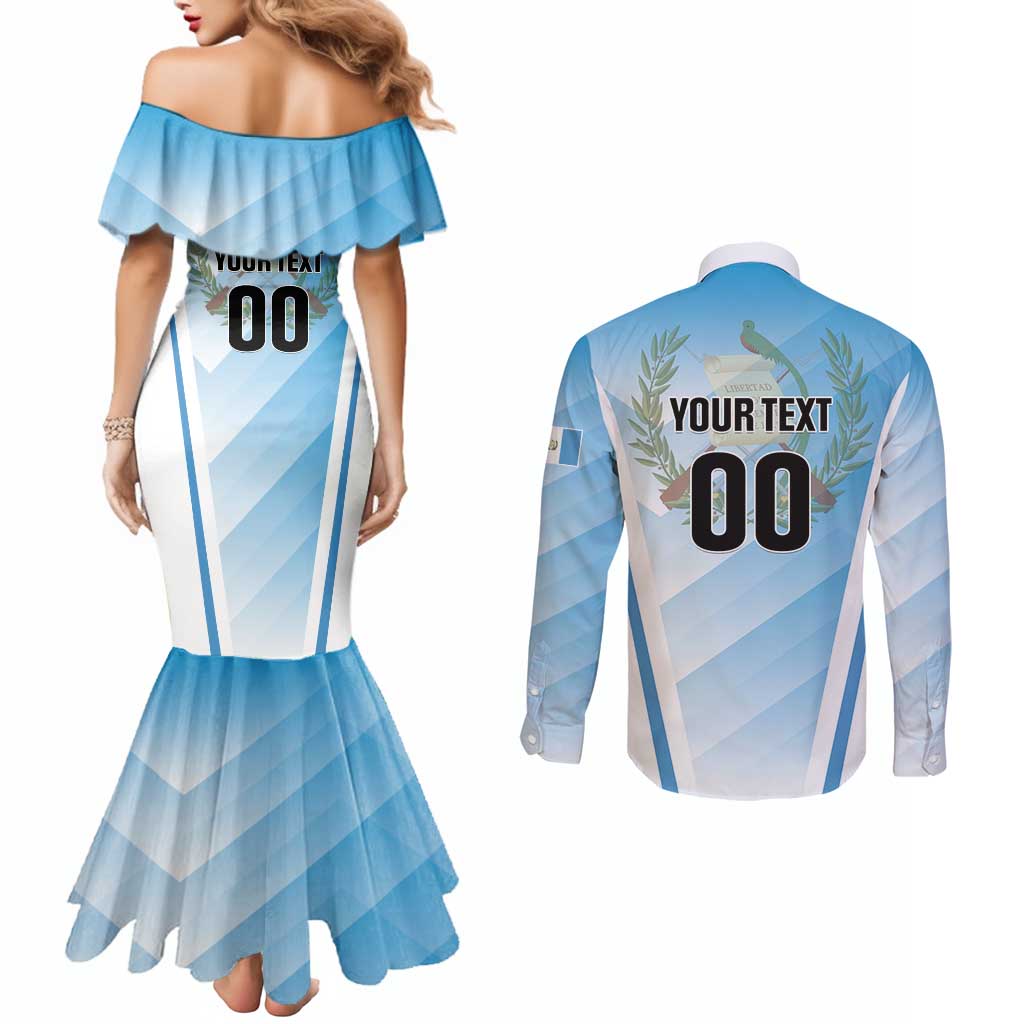 Custom Rugby Guatemala Couples Matching Mermaid Dress and Long Sleeve Button Shirt Jaguares Go Champions