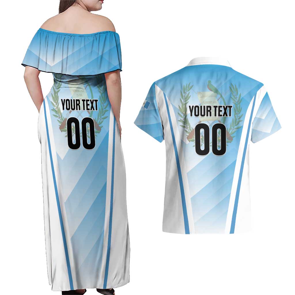 Custom Rugby Guatemala Couples Matching Off Shoulder Maxi Dress and Hawaiian Shirt Jaguares Go Champions