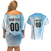 Custom Rugby Guatemala Couples Matching Off Shoulder Short Dress and Hawaiian Shirt Jaguares Go Champions